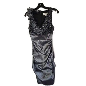 Bestsy & Adam Elegant Sequin Sleeveless Ruched Dress Size 4